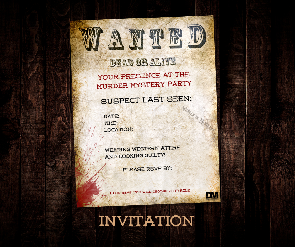 Murder in Montana - 50% off GRAND OPENING SALE! - Downloadable, Printable Old West Murder Mystery Role Playing Suspect Game