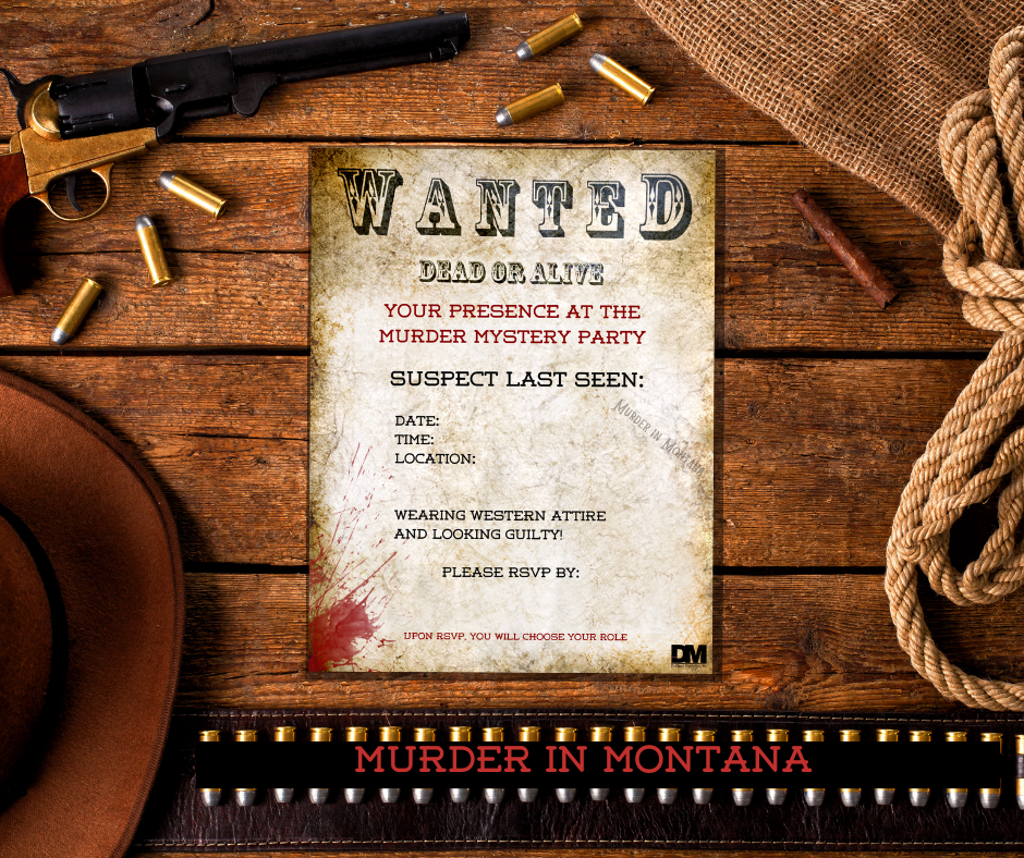 Murder in Montana - 50% off GRAND OPENING SALE! - Downloadable, Printable Old West Murder Mystery Role Playing Suspect Game