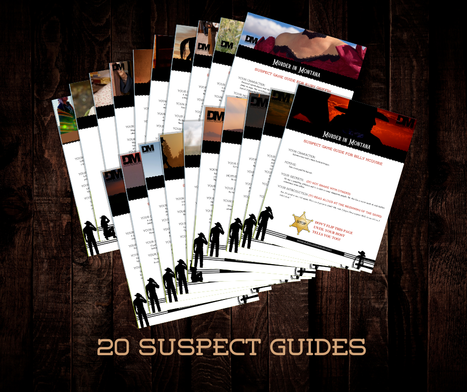 Murder in Montana - 50% off GRAND OPENING SALE! - Downloadable, Printable Old West Murder Mystery Role Playing Suspect Game