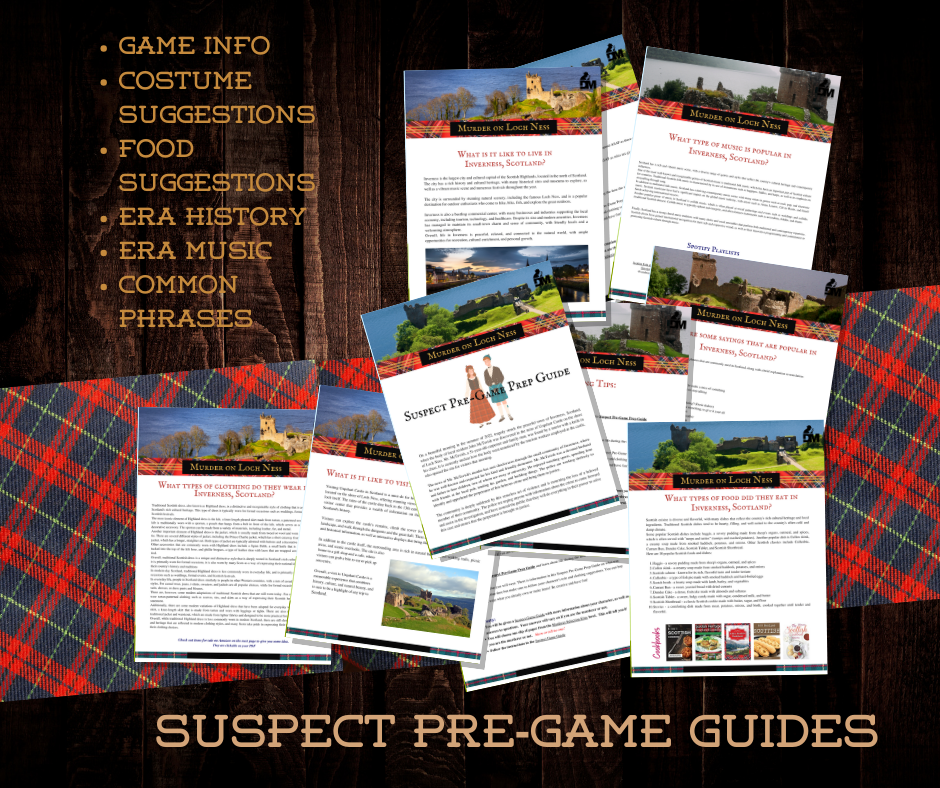 Murder on Loch Ness - 50% off GRAND OPENING SALE! - Downloadable, Printable Murder Mystery Role Playing Suspect Game